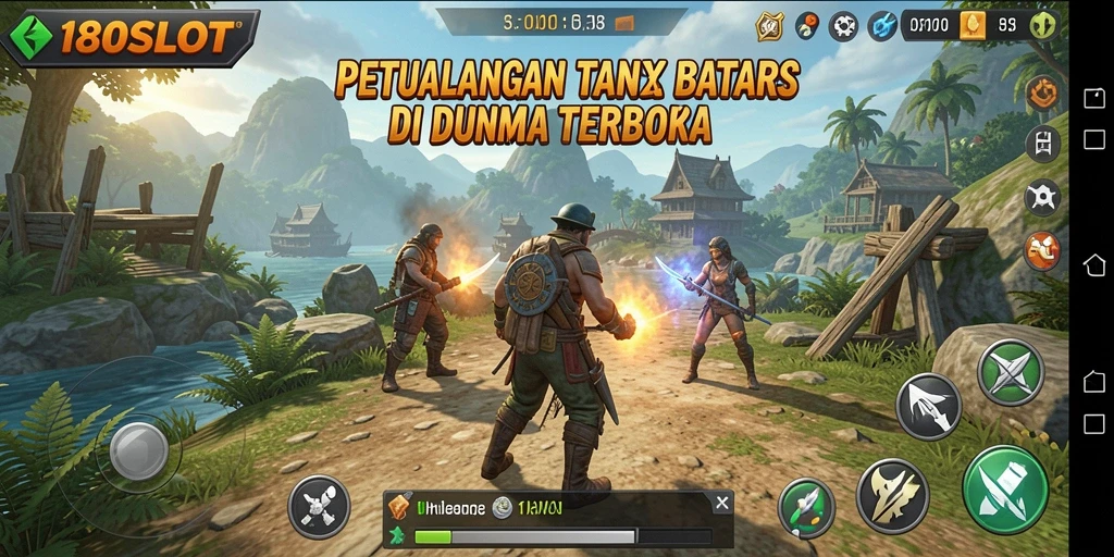 Screenshot gameplay 180SLOT menampilkan petualangan seru di dunia terbuka.
