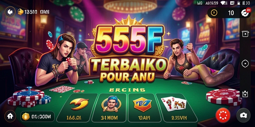 Tangkapan layar utama 555F menampilkan gameplay menarik kasino.