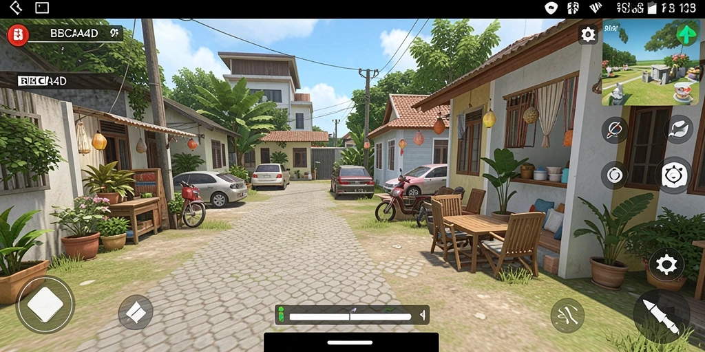 Screenshot gameplay BBCA4D menampilkan interaksi dunia simulasi yang hidup.