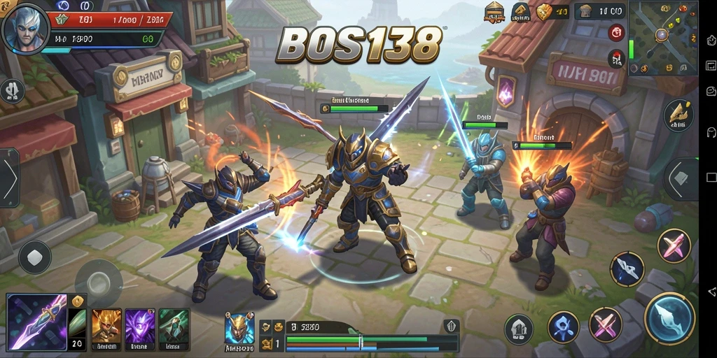 Tampilan gameplay <strong>BOS138</strong> dengan pertempuran strategis yang menegangkan.