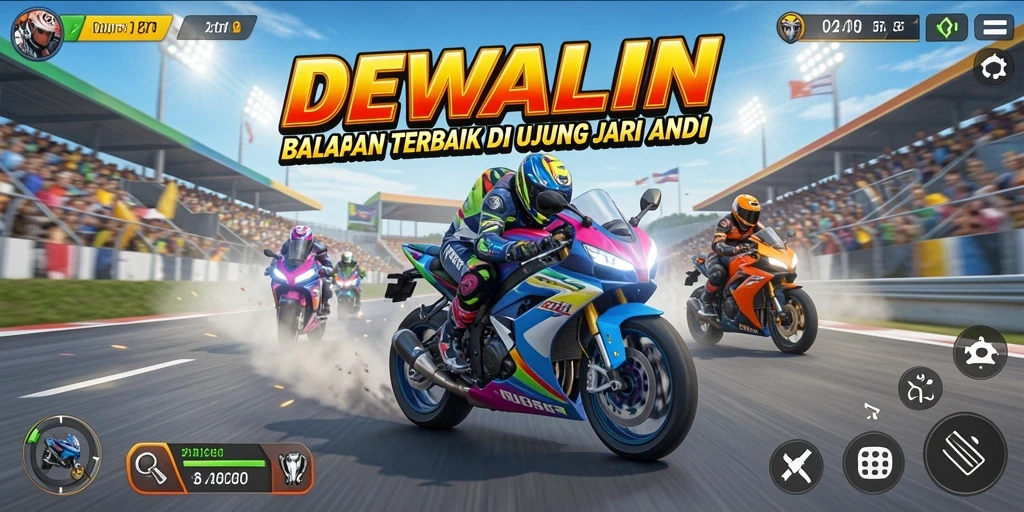 Tampilan seru gameplay DEWALIN saat balapan motor.