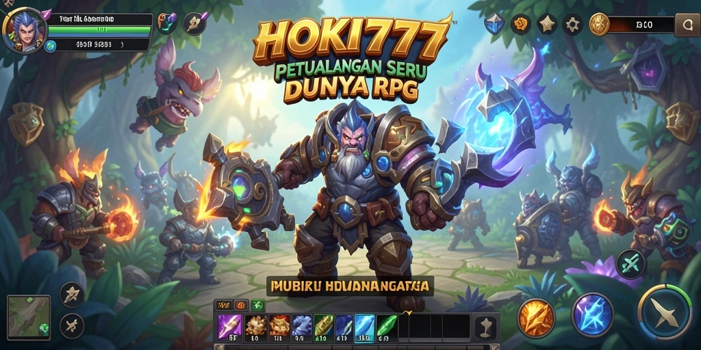 Tampilan gameplay HOKI777 menampilkan petualangan seru dengan karakter RPG.