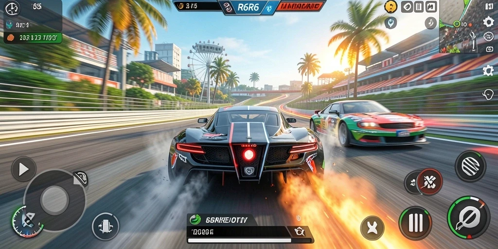 Gameplay menarik dari R6R6 yang menunjukkan aksi balapan cepat.