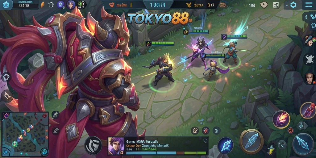 Gameplay seru TOKYO88 dengan pertempuran MOBA yang mendebarkan.