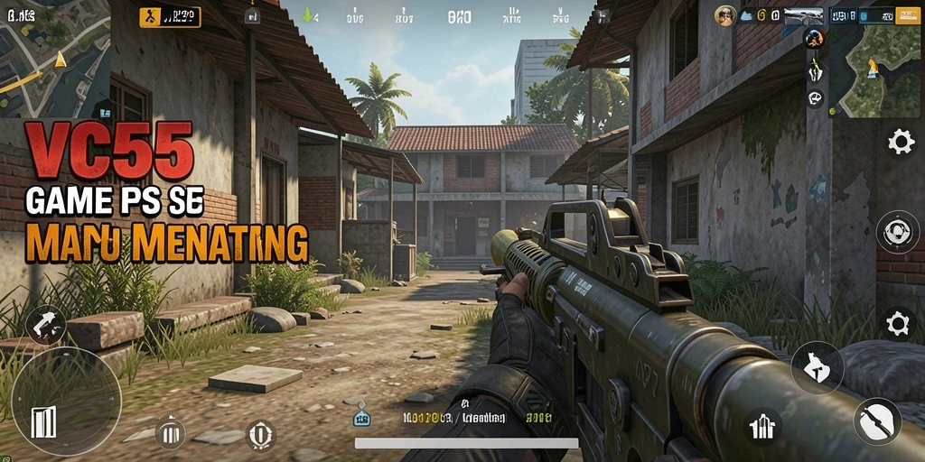 Tampilan gameplay seru dan mendebarkan dalam VC55 dengan aksi FPS.