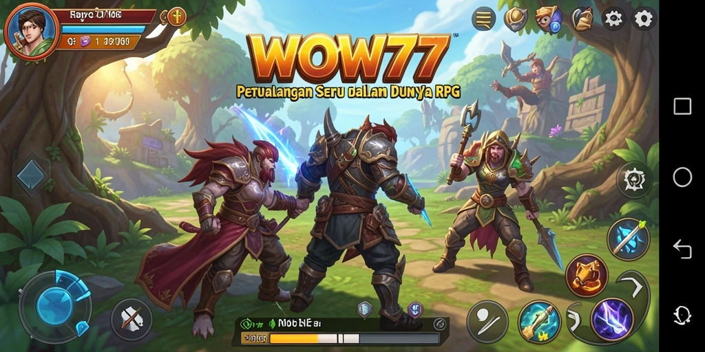 Tampilan gameplay <strong>WOW77</strong> menampilkan aksi seru dan strategi RPG.